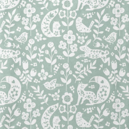 Tissu polaire doudou double face - Bulou vert et blanc