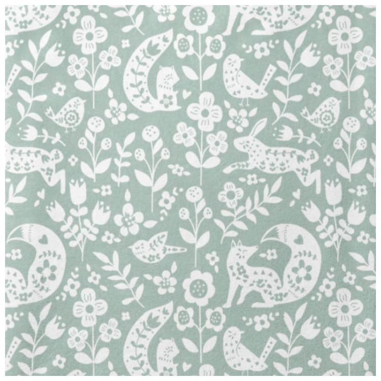 Tissu polaire doudou double face - Bulou vert et blanc