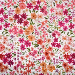 Tissu nid d'abeille - Romane blanc et rose