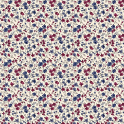 Tissu coton - Léonie bleu et rouge