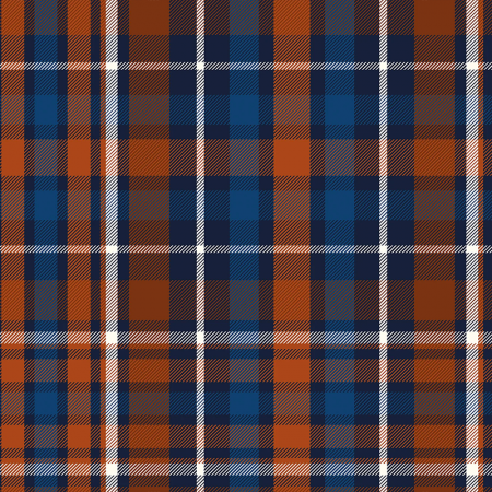 Tissu flanelle - Carreaux marron et bleu