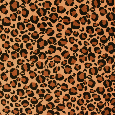 Tissu velours côtelé fin - Léopard saumon