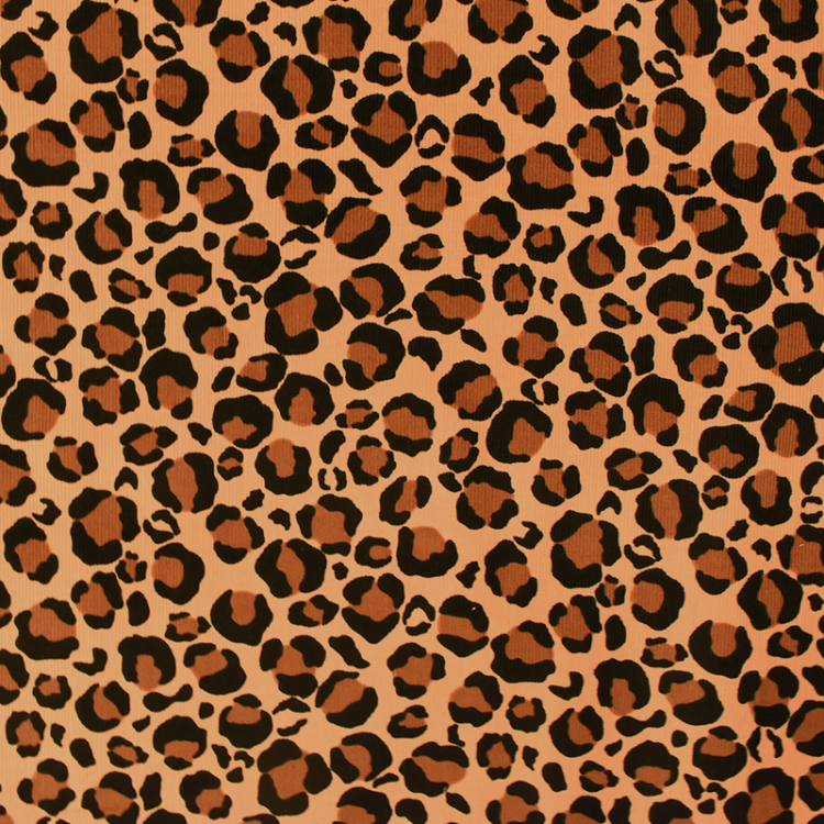 Tissu velours côtelé fin - Léopard saumon