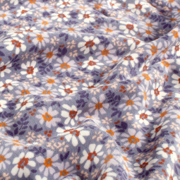 Tissu jersey velours - Fleurs pourpre