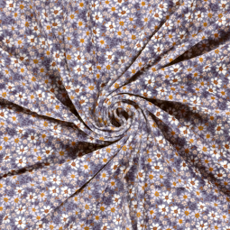 Tissu jersey velours - Fleurs pourpre