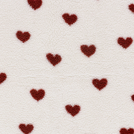 Tissu sherpa - Cœur rouge