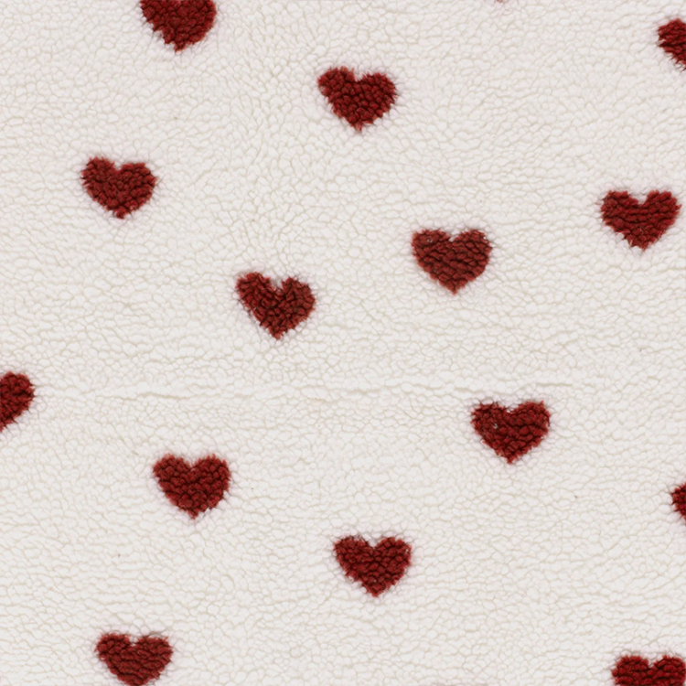 Tissu sherpa - Cœur rouge