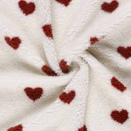 Tissu sherpa - Cœur rouge