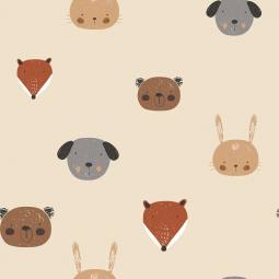 Tissu imperméable - Animaux beige