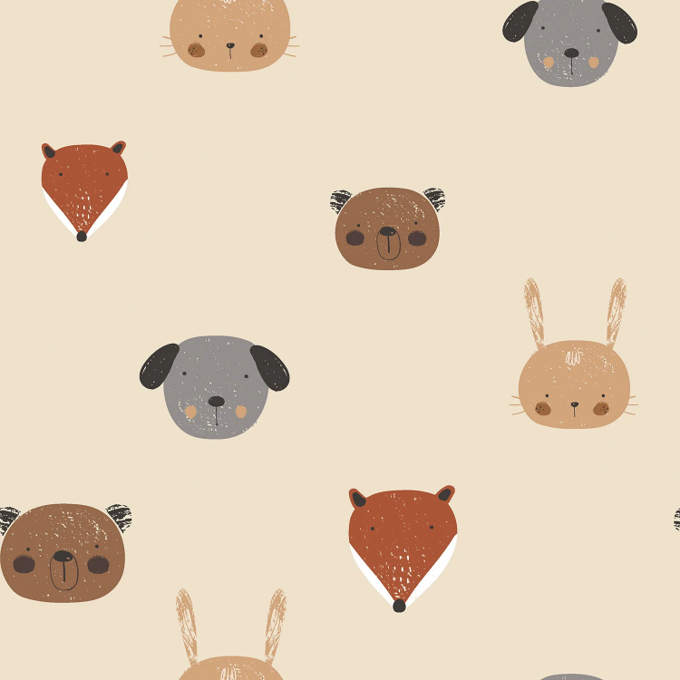 Tissu imperméable - Animaux beige