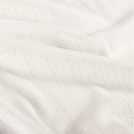 Tissu jersey coton pointelle - Blanc cassé