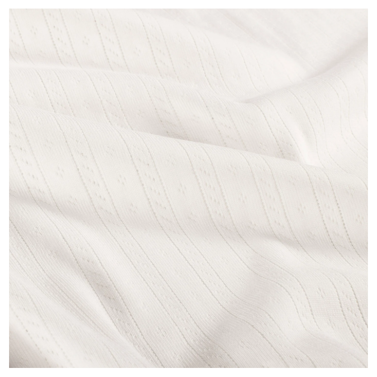 Tissu jersey coton pointelle - Blanc cassé