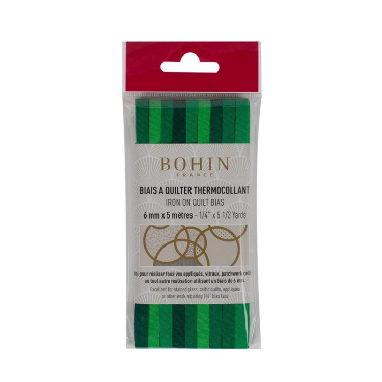 Biais thermocollant 6 mm dégradé vert foncé 5 m