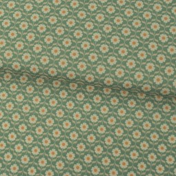Tissu coton - Tapisserie fleurie bleu vert