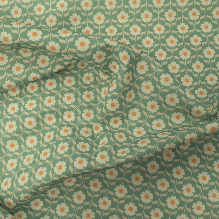 Tissu coton - Tapisserie fleurie bleu vert