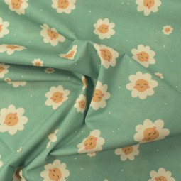 Tissu coton - Rose aux joues