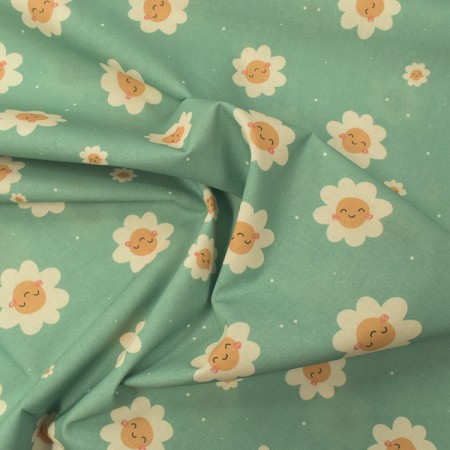 Tissu coton - Rose aux joues