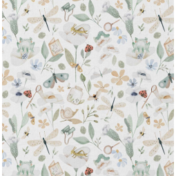 Tissu coton - Nato blanc vert