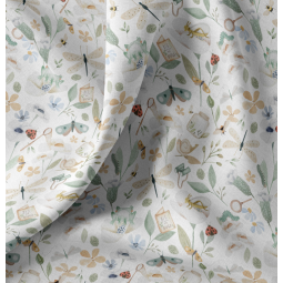 Tissu coton - Nato blanc vert