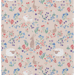 Tissu coton - Berries gris rouge