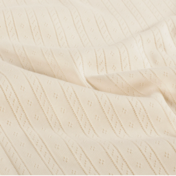 Tissu jersey coton pointelle - Ivoire