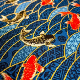 Tissu japonais - Naka 1750 - Carpes Bleu