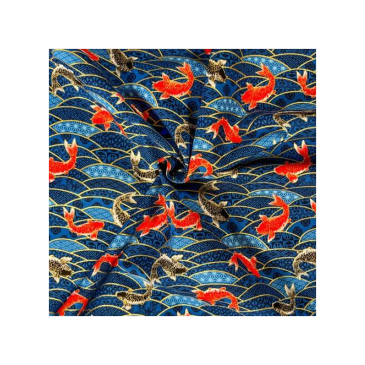 Tissu japonais - Naka 1750 - Carpes Bleu