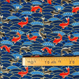 Tissu japonais - Naka 1750 - Carpes Bleu