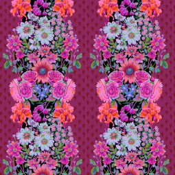 Tissu Anna Maria - Perennial borders - Beata's Garden Plum