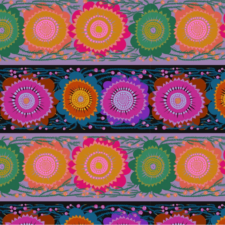 Tissu Anna Maria - Perennial borders - Line dance moonlight