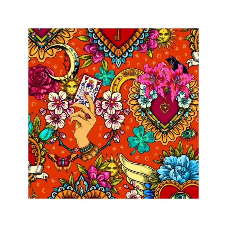 Tissu Odile Bailloeul - Amulette vermillon