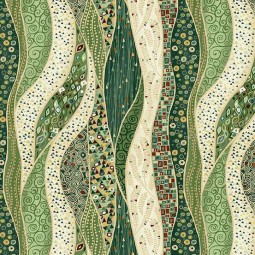 Tissu Fantaisie - Golden - Wave green