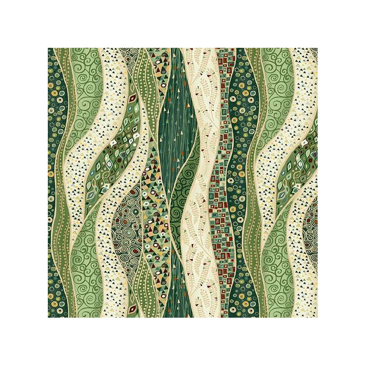 Tissu Fantaisie - Golden - Wave green