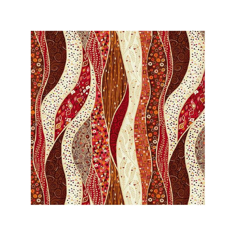 Tissu Fantaisie - Golden - Wave red