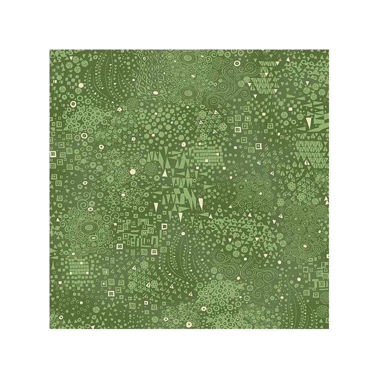 Tissu Fantaisie - Golden - Engraved green