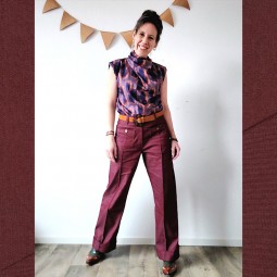 Tissu denim - Bordeaux