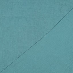 Tissu double gaze de coton bio - Ombre bleu