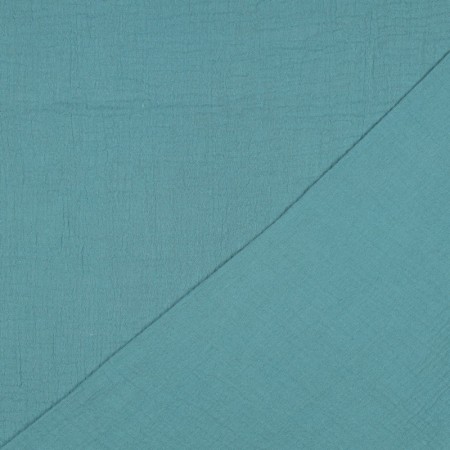 Tissu double gaze de coton bio - Ombre bleu