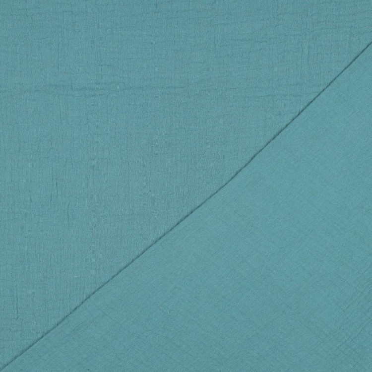 Tissu double gaze de coton bio - Ombre bleu