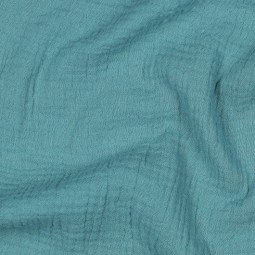 Tissu double gaze de coton bio - Ombre bleu