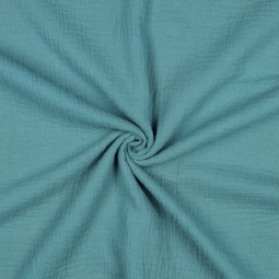 Tissu double gaze de coton bio - Ombre bleu