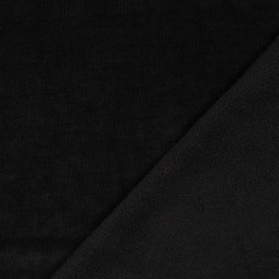 Tissu jersey côtelé sherpa - Noir