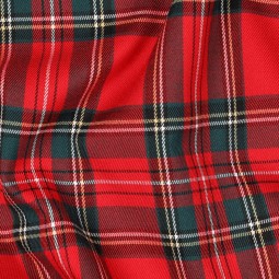 Tissu Polyester Viscose - Tartan Ecossais carreaux rouge