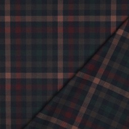 Tissu Polyester Viscose - Carreaux marine camel