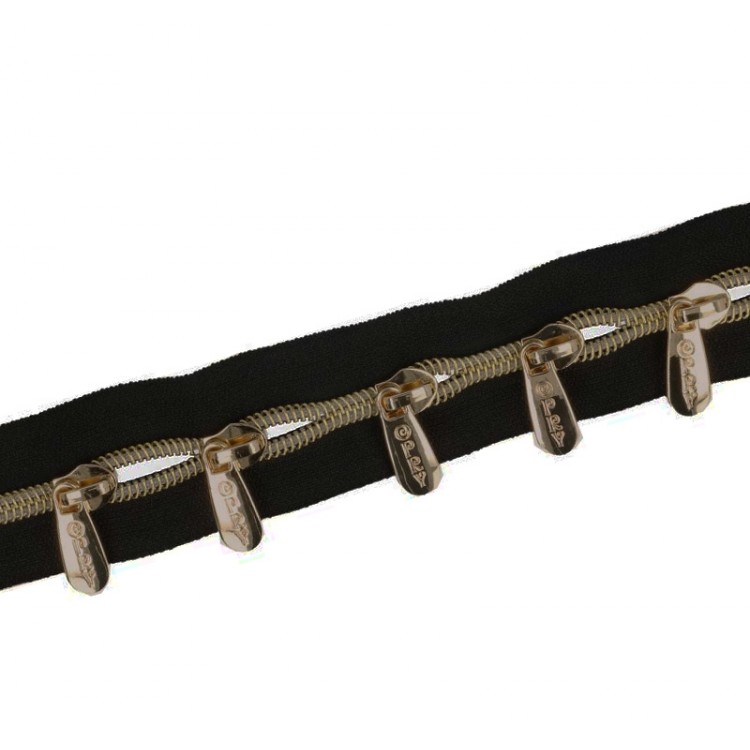 Fermeture spirale 2 m avec 5 curseurs bronze