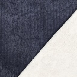 Tissu velours doublé sherpa - Marine