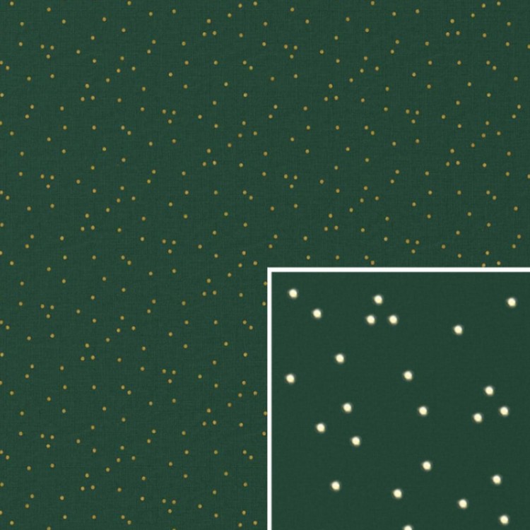 Tissu bachette - Noël vert et or