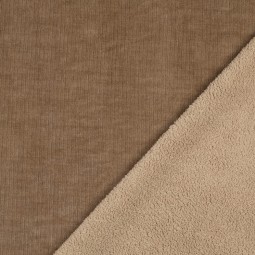 Tissu jersey côtelé sherpa - Taupe