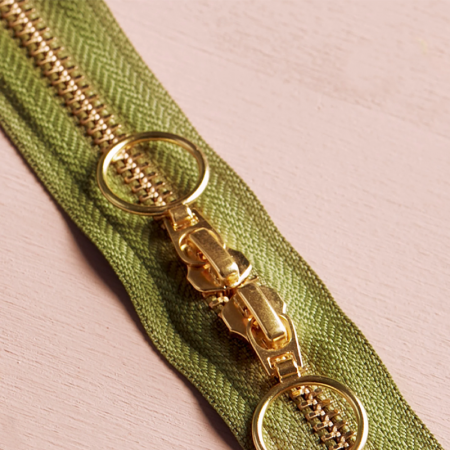 Zip double curseurs Atelier Brunette 40 cm - Matcha leaf