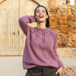 Kit de tricot - Pull plastron ajouré - Big merino